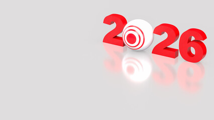 The 2026 red and target for Business concept 3d Rendering.