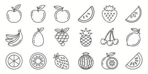 Professional Thin Stroke Fruit Icon Pack