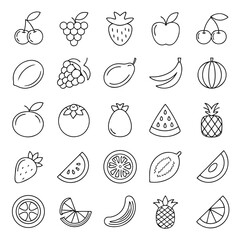 Modern Flat Minimal Fruit Icon Collection