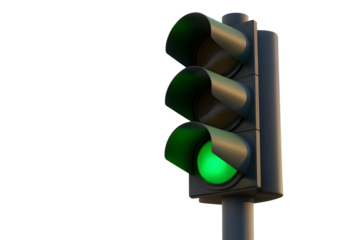 Green traffic light isolated on white background PNG