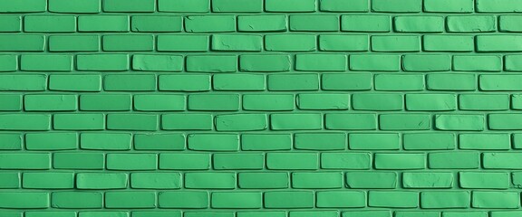 Fototapeta premium High resolution green painted brick wall texture with slightly worn paint, seamless background for design and patterns.