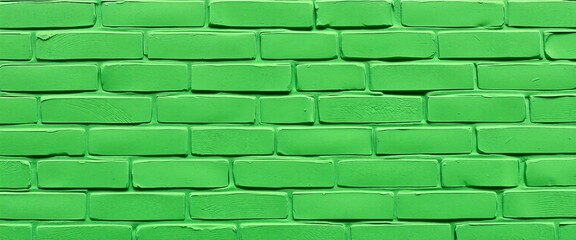 Fototapeta premium High resolution green painted brick wall texture with slightly worn paint, seamless background for design and patterns.