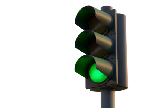 Green traffic light isolated on white background PNG