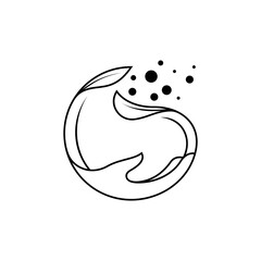 letter G logo with hand and leaf and bubbles shape element, nature and environment care vector icon