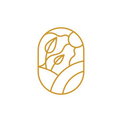 Minimal landscape emblem logo design with line design style