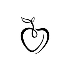 apple logo icon vector in simple minimalist line art design style