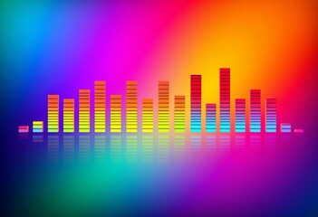 Abstract colorful audio equalizer bars, vibrant gradient background, rhythm, audio