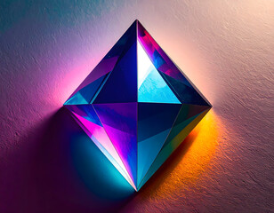 Colorful Prism with Light Reflections in Artistic Composition