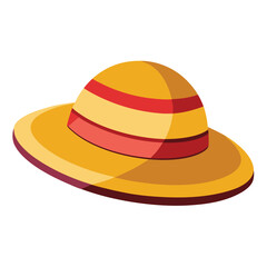 Cartoon straw hat vector illustration summer fashion accessory sun protection headwear for design art