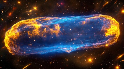 Cosmic Nebula Energy Stream Blue Orange Space