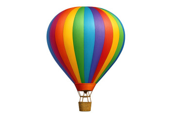 Rainbow hot air balloon flying transparent background