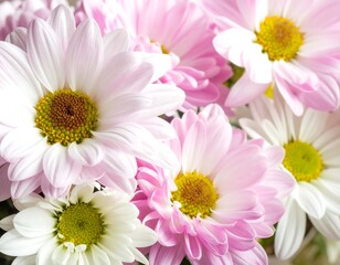 Close-up of a bouquet of pink and white chrysanthemum flowers