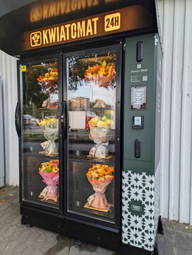 Warsaw, Poland &ndash; September 2, 2025: A modern street flowermat &ndash; a 24/7 flower bouquet vending machine in Poland, located on a residential street.