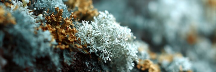Close up of a plant with a lot of moss on it. The moss is white and brown