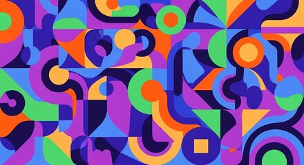 Obraz premium Dynamic geometric shapes create a vibrant and modern background with a retro feel perfect for creative projects and eye-catching designs