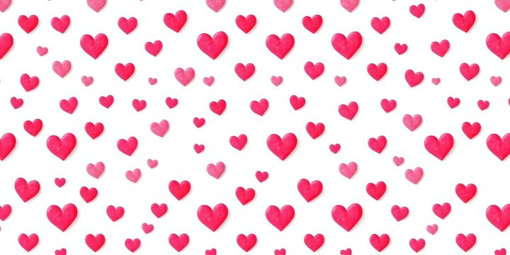 Seamless pattern of tiny pink and red hearts on white background ideal for Valentine's Day , romantic, seamless