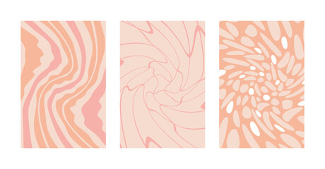 A set of abstract backgrounds in pastel pink shades. Trendy textures for printing cards and invitations. Flat vector illustration.