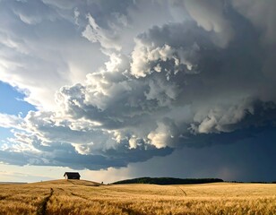 Dramatic Sky Over Golden Wheat Field