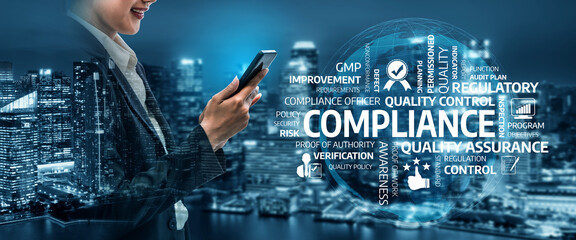 A business professional interacts with a mobile device against a vibrant city skyline, showcasing...