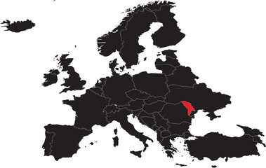 Moldova Highlighted on Europe Map