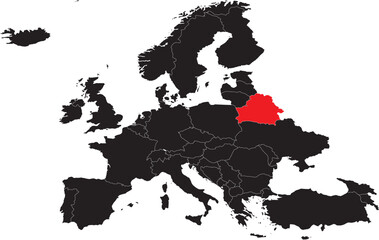 Belarus Highlighted on Europe Map