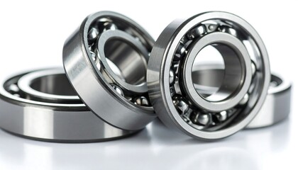 Close-up of several metal bearings