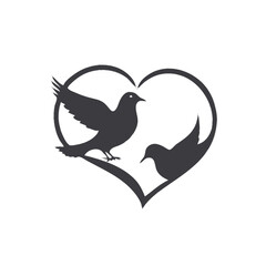 dove with heart illustration 