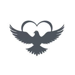 illustration vector dove with heart 