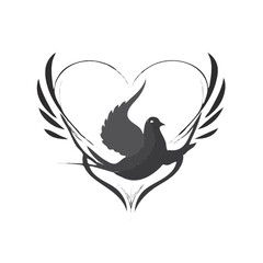 dove with heart illustration 