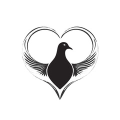 dove with heart illustration 