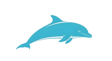 Fototapeta premium Elegant blue dolphin silhouette swimming gracefully, perfect for marine life education, conservation projects, or vibrant aquatic themed designs