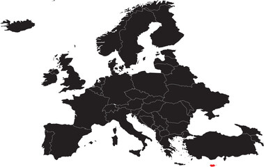 Cyprus Highlighted on Europe Map