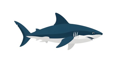 Obraz premium Dynamic illustration of a fierce shark swimming, perfect for educational materials, marine life projects, and aquatic designs, captivating all audiences