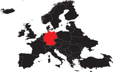 Germany Highlighted on Europe Map