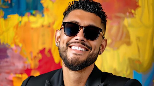 Stylish Portrait: A sophisticated individual exudes confidence, donning stylish sunglasses and a tailored suit, a testament to modern charm and suave aesthetics.