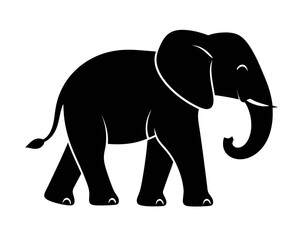 Fototapeta premium Black Silhouette Vector Icon of Elephant
