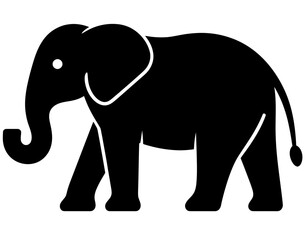 Fototapeta premium Black Silhouette Vector Icon of Elephant