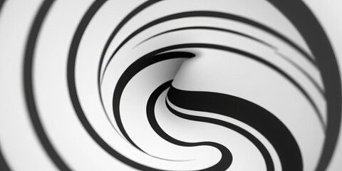 Abstract black and white striped spiral vector background  Geometric, swirling, optical illusion, monochrome, design element, texture,  illusion,  vector