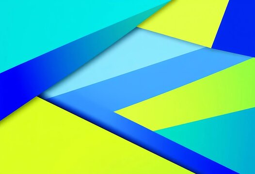 Abstract blue and green geometric banner with overlapping shapes, sharp angles and gradients, contemporary, artwork