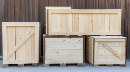 Wooden Cargo Crates Packaging Boxes Shipment Delivery