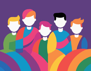 LGBTQ+ sign. Community. Homosexual relationships. Modern gay, lesbian, bisexual, transgender, queer people. Diversity. Flat editable vector illustration, clip art