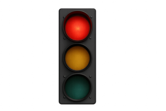 Traffic light showing red signal for stopping