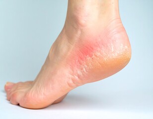 Close-up of a woman's heel with dry, cracked skin