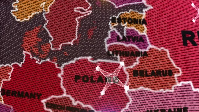 The image you uploaded is a stylized map of Eastern Europe, with drone 