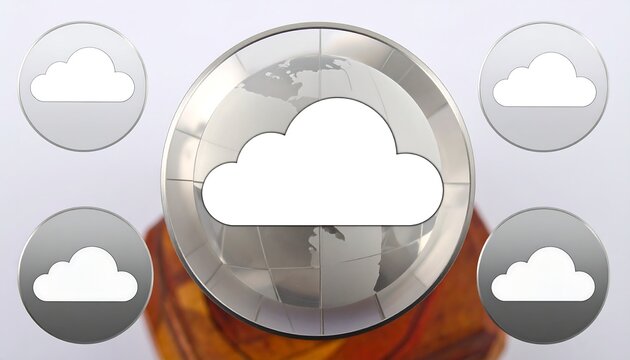 Conceptual graphic of a globe with cloud icons