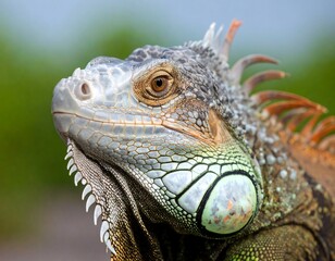 Close-up of an iguana's head