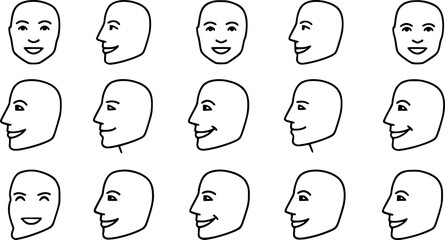 Set of proud face outline vector icons