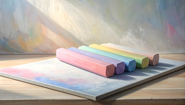 Colorful Pastel Chalk Sticks on Canvas Ready for Creative Artwork - Powered by Adobe