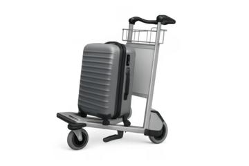 Luggage suitcase on airport trolley background transparent
