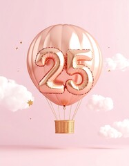 Rose gold balloon hot airship number 25